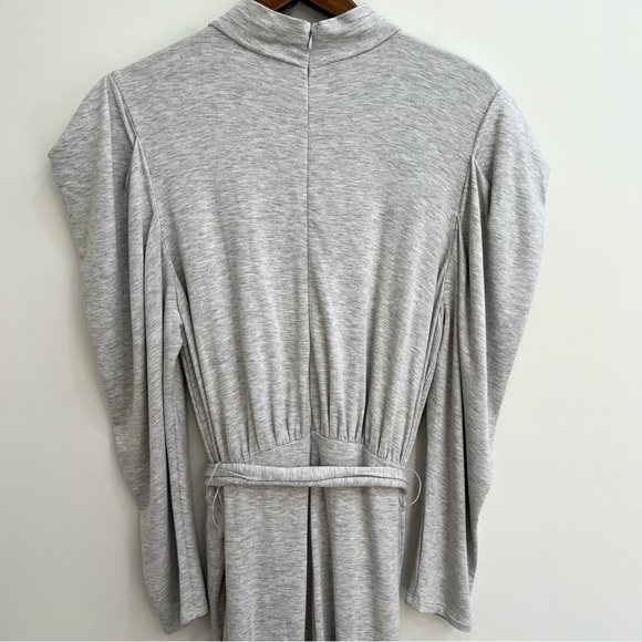 Express Gray Cozy Stretch Jersey Knit Belted Puff Sleeve Lounge Jumpsuit XL - Picture 6 of 14